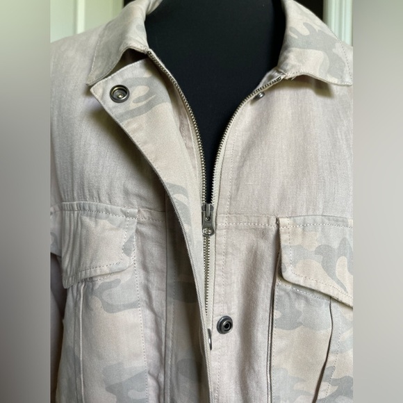 Anthropologie Hei Hei Ronan Linen Camo Utility Jacket | Cargo Cropped Style M - Picture 8 of 12